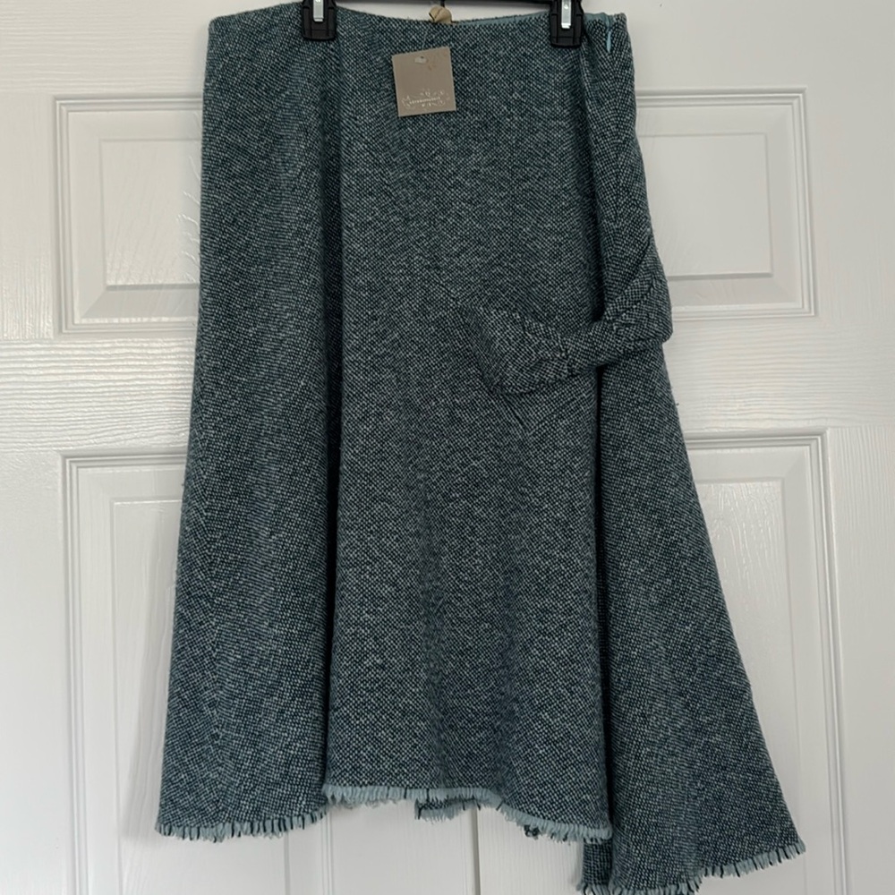 NWT Anthropologie Elevenses Blue Tweed Bow Skirt 4